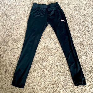 Black Puma Leggings with Pink Color Puma Animal on front.